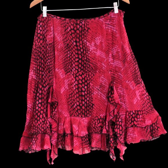Stonebridge Skirt Sz 16 Pink Black Lined Leopard Animal Print Shark Bite A-Line - Picture 2 of 6